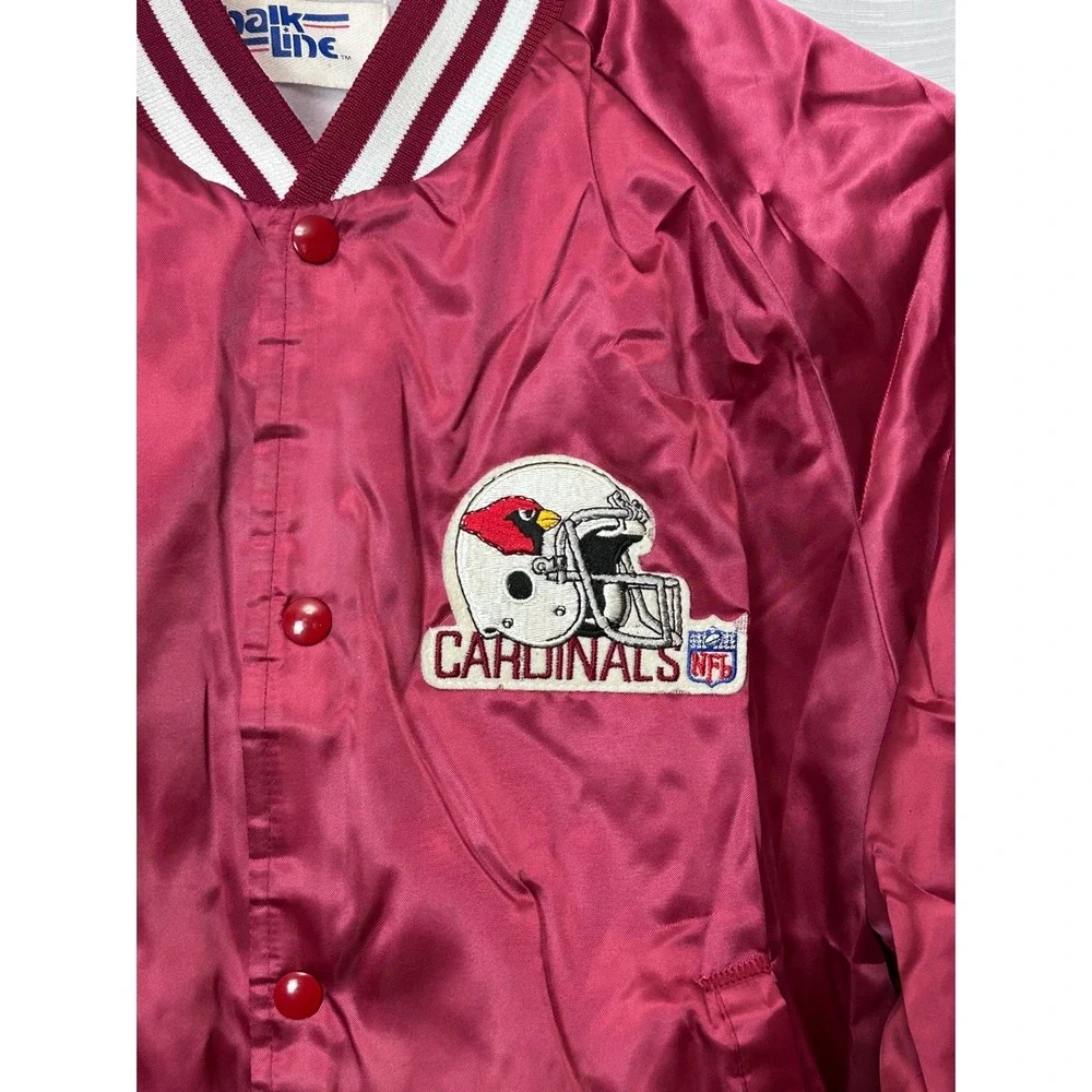 Vtg Chalk‎ Line Mens Large Burgundy Arizona Cardinals Satin Bomber Jacket NFL